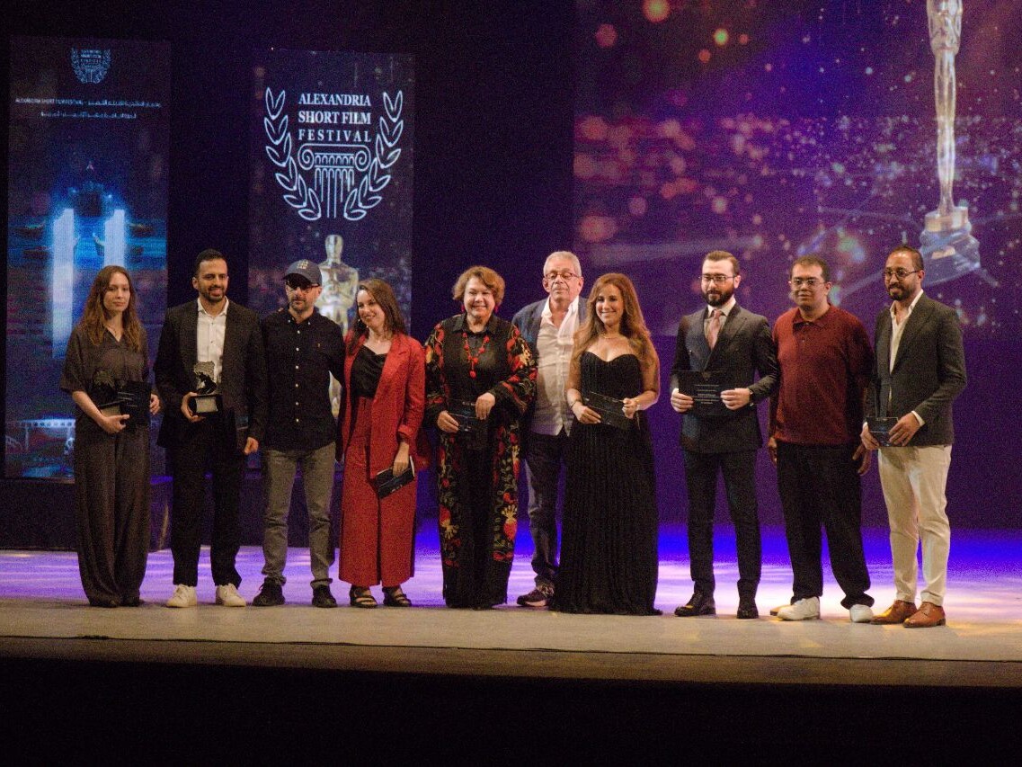 Ahmed Khattab honored on stage at Alexandria International Film Festival for the animated film Children of Barzakh