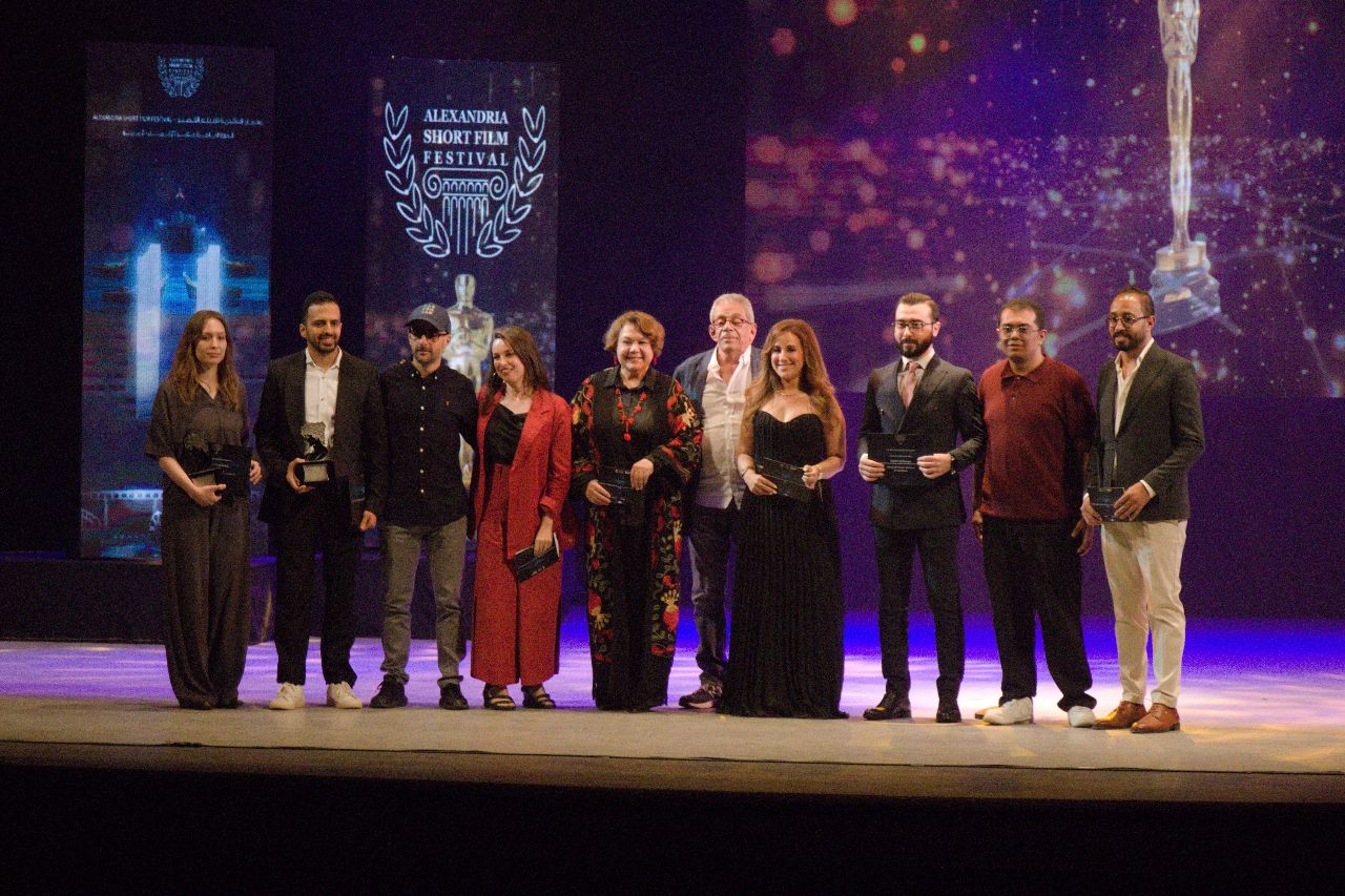 Ahmed Khattab honored on stage at Alexandria International Film Festival for the animated film Children of Barzakh